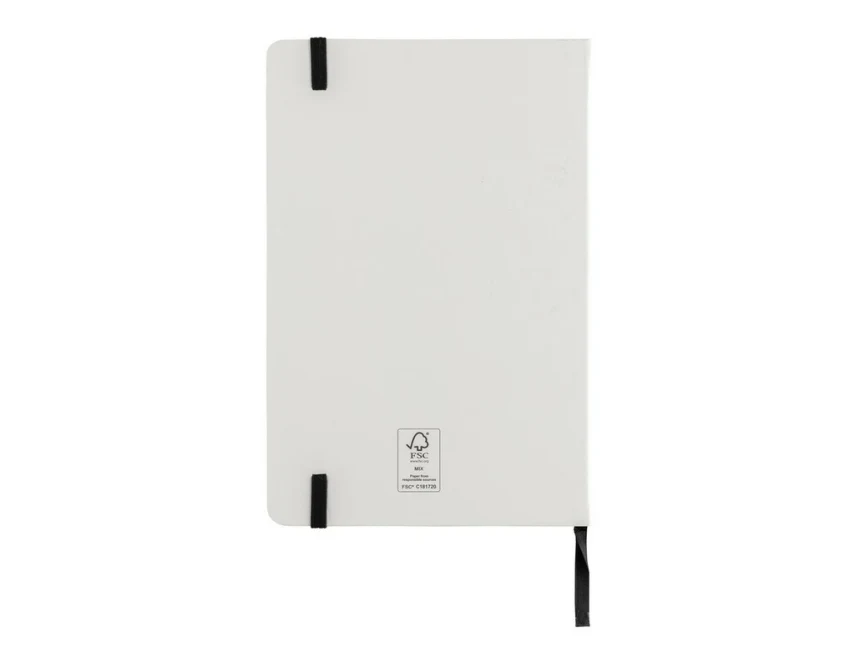 Biały notatnik A5 z papieru kamiennego z logo firmy