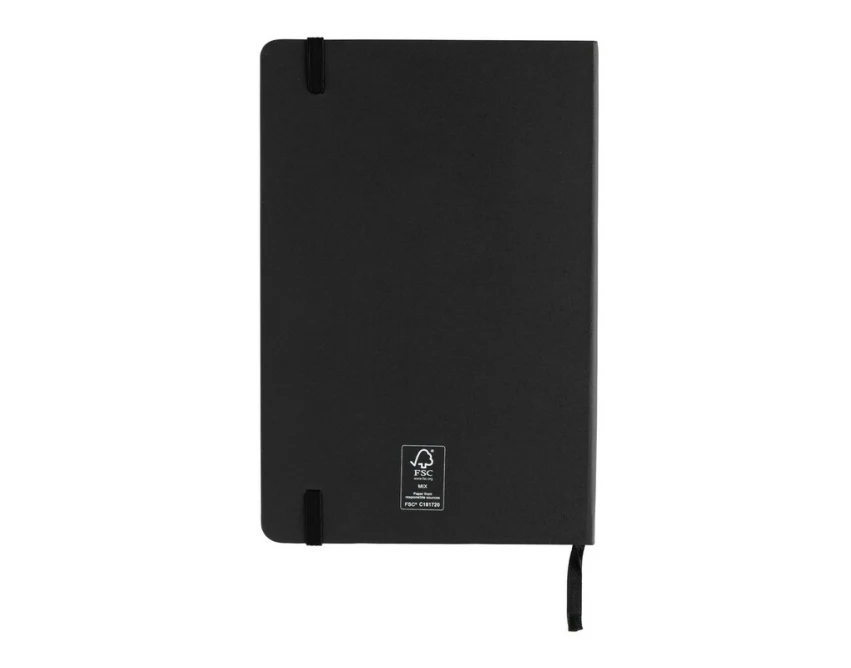Czarny notatnik A5 z papieru kamiennego kraft FSC pod logo