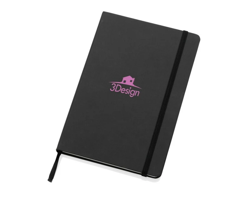 Czarny notatnik A5 z papieru kamiennego kraft FSC pod logo