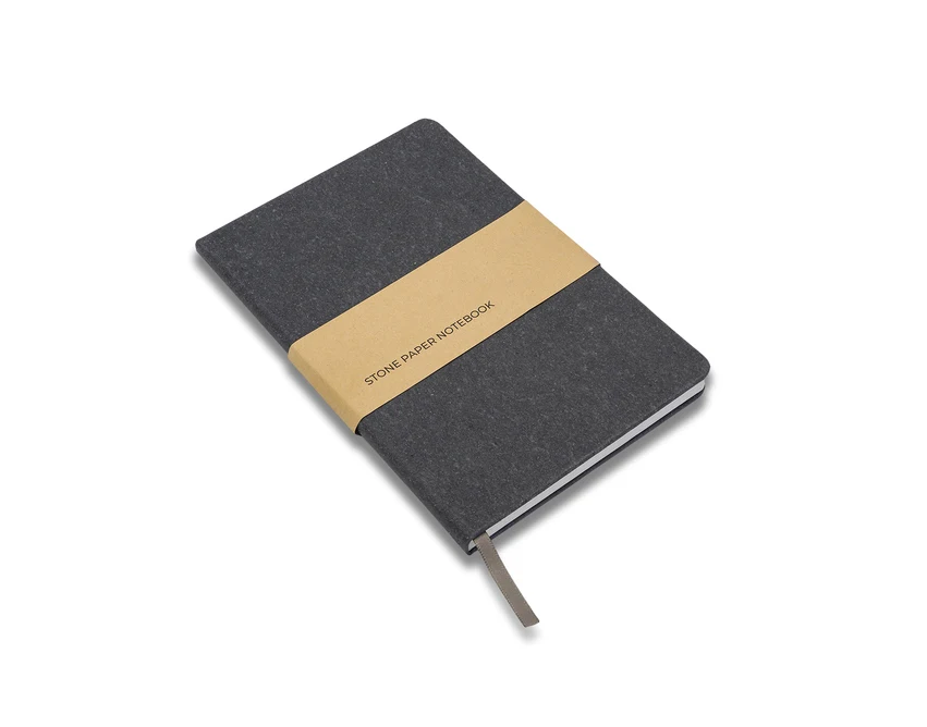 Grafitowy notes A5 z papieru kamiennego i skóry z logo
