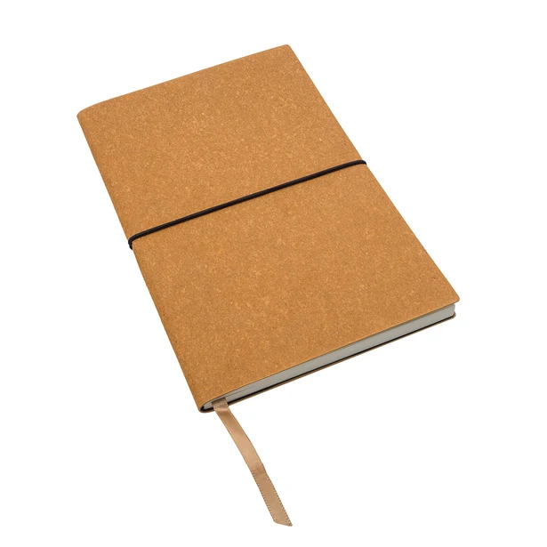 Brązowy eko notes skórzany z grawerem i gumką, 80 kartek