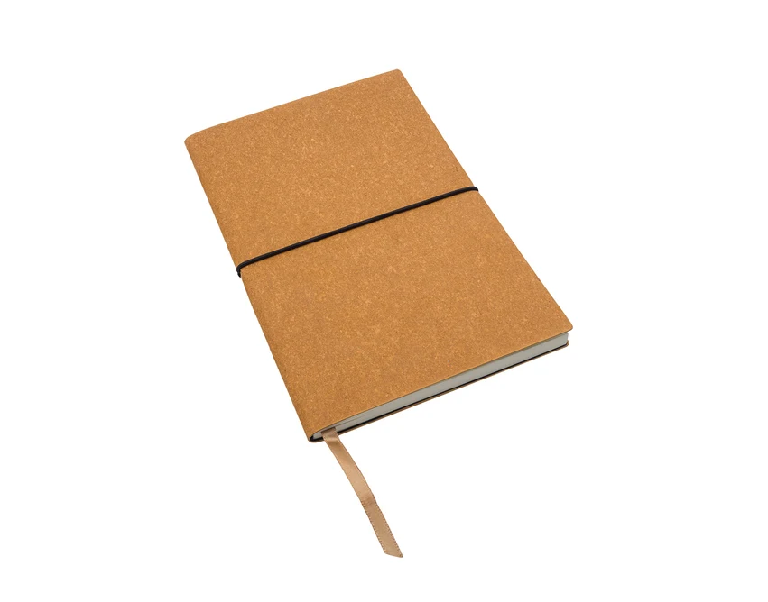 Brązowy eko notes skórzany z grawerem i gumką, 80 kartek