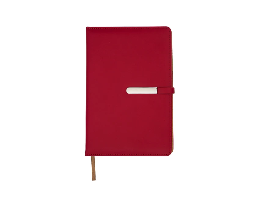 Notes książkowy La Mora czerwony z logo i magnetyczną klamrą