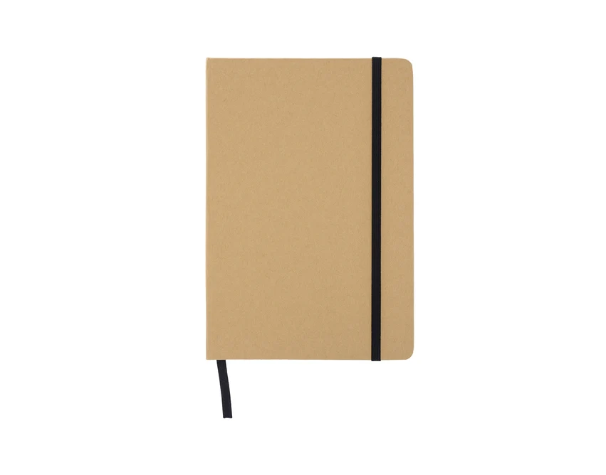 Czarny notatnik A5 Simply z gumką, kratka, 80 kartek, logo