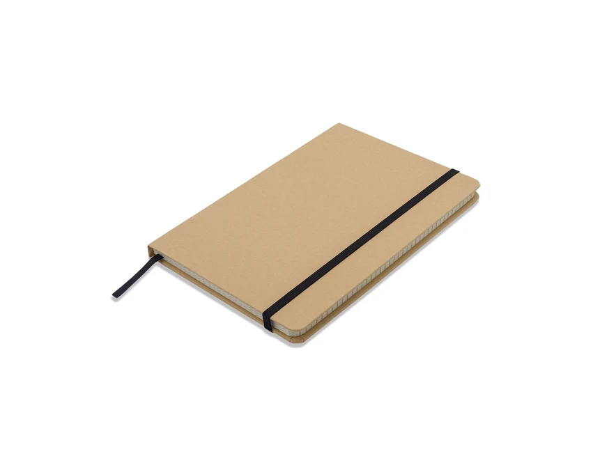 Czarny notatnik A5 Simply z gumką, kratka, 80 kartek, logo