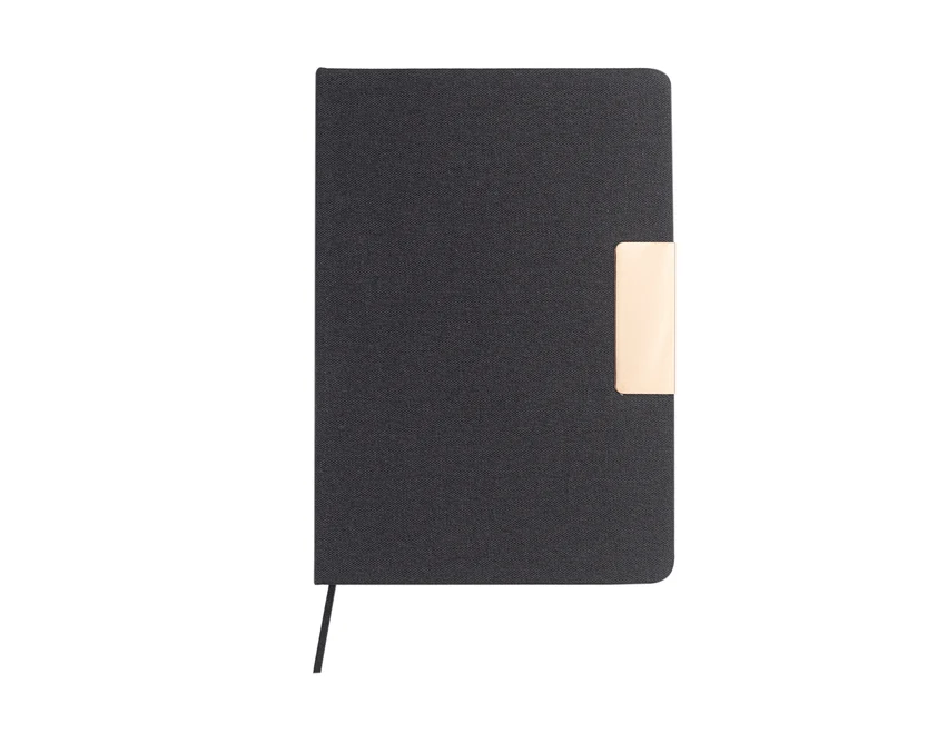 Notes A5 RPET czarny ze złotym akcentem, personalizacja