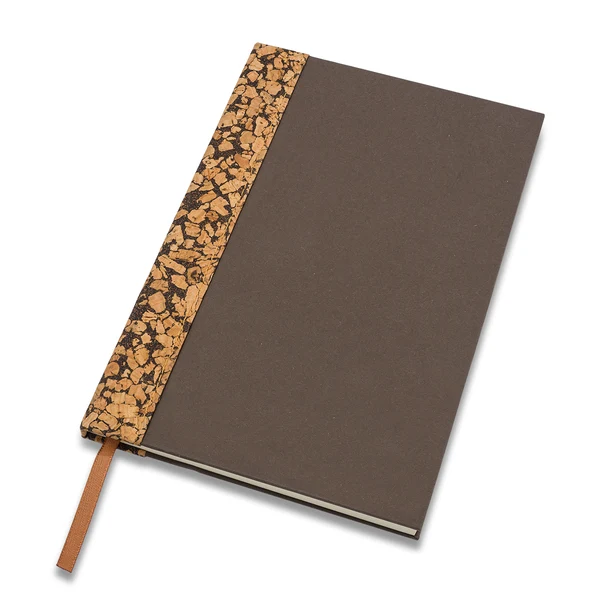 Notes A5 Mokka brązowy z korkiem i logo firmy