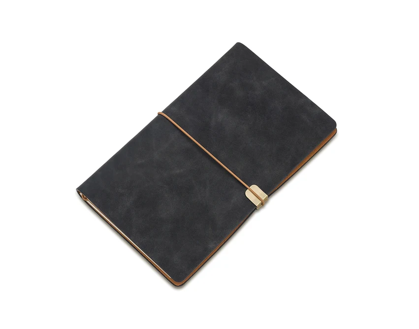 Czarny notes retro Viaje z logo, wymienne wkłady, okładka PU