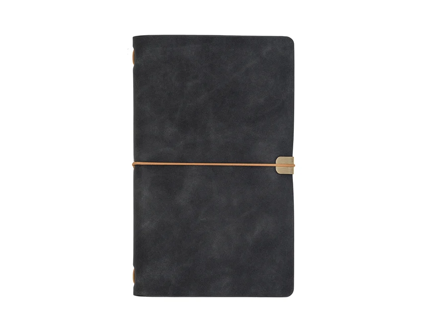 Czarny notes retro Viaje z logo, wymienne wkłady, okładka PU