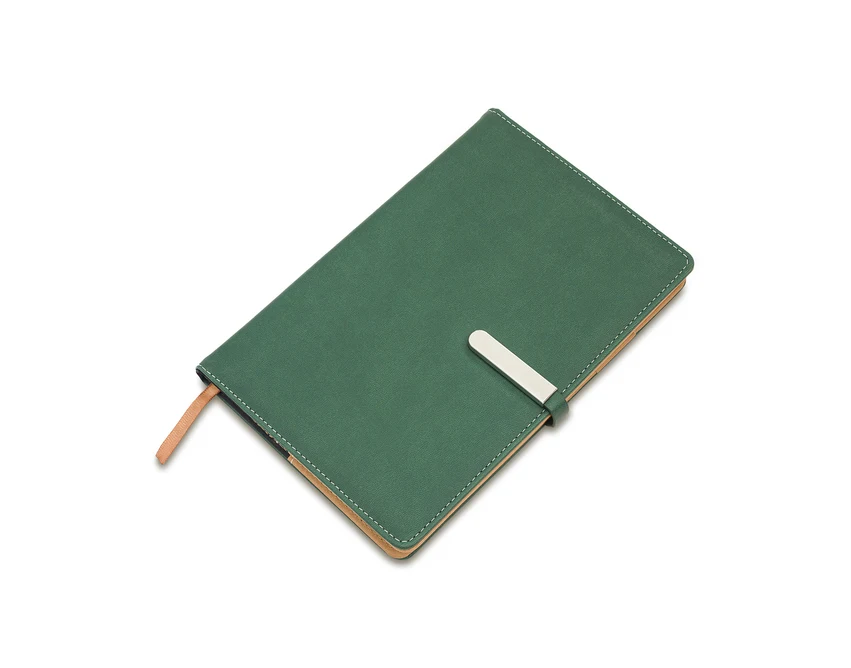 Notes La Mora ciemnozielony PU z logo, magnetyczna klamra