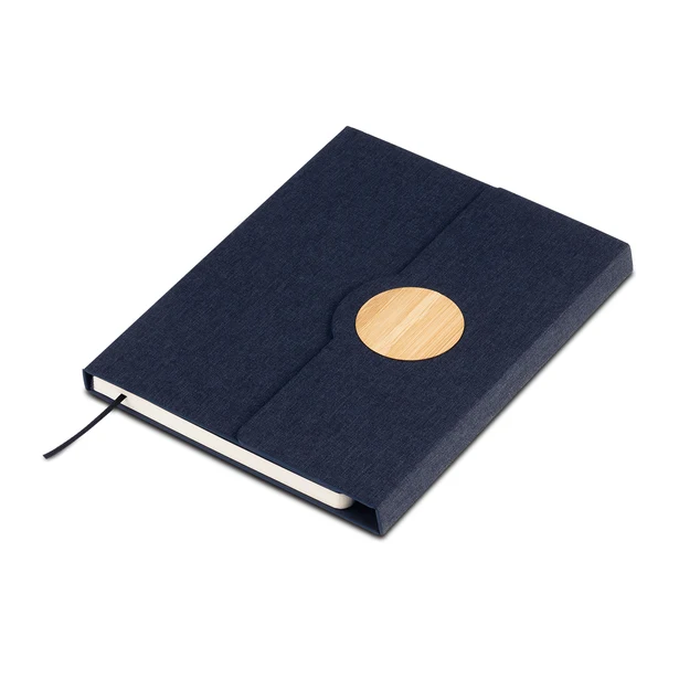 Granatowy notes bambusowy A5 Nestor z logo firmy