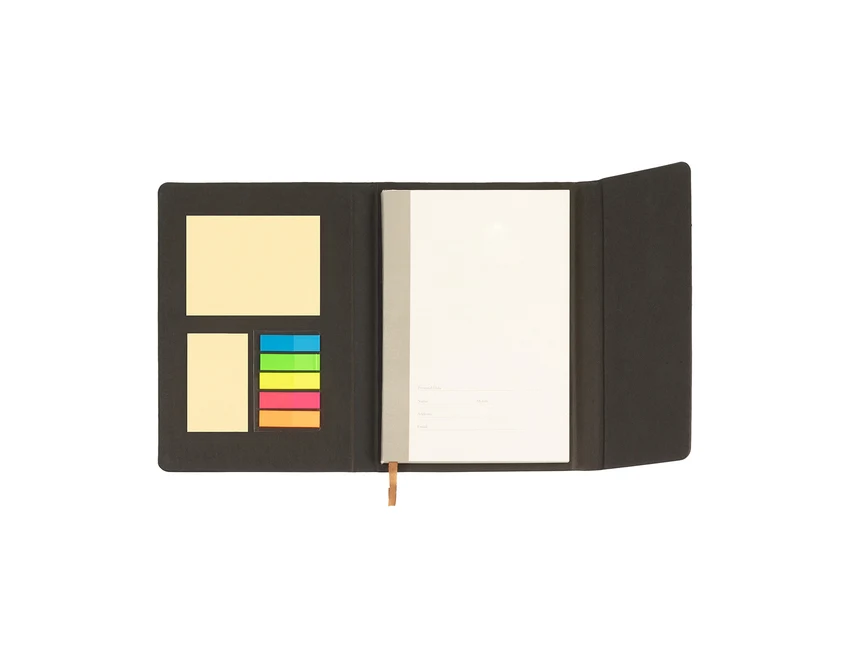 Szary notes książkowy Prato z logo, magnesem i karteczkami