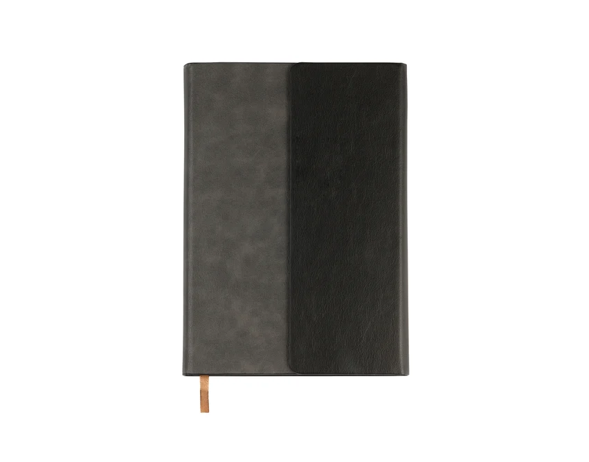 Szary notes książkowy Prato z logo, magnesem i karteczkami