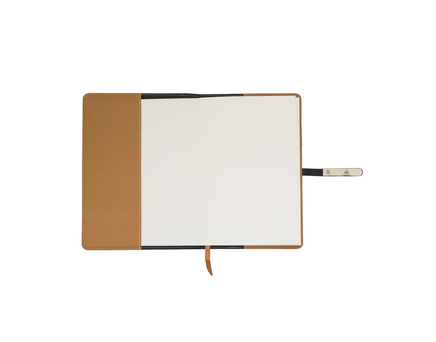 Czarny notatnik La Mora 14x20 cm z logo, twarda okładka PU