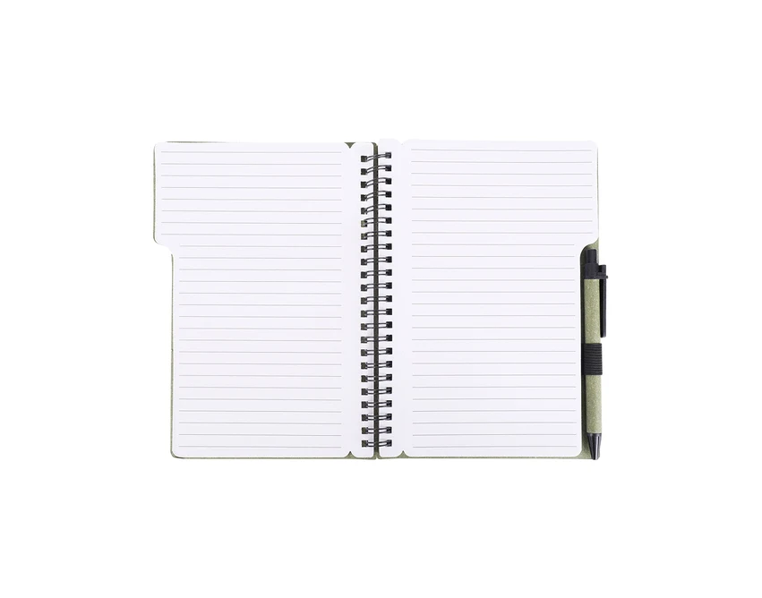 Zielony notes ekologiczny A5 z długopisem – Telde