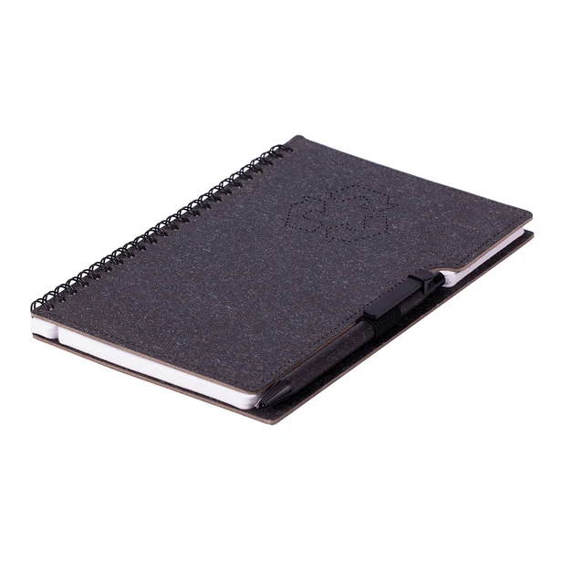 Czarny notes A5 Telde z eko długopisem i logo firmy