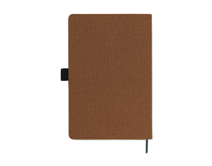Brązowy notatnik A5 z nadrukiem i kieszenią na telefon