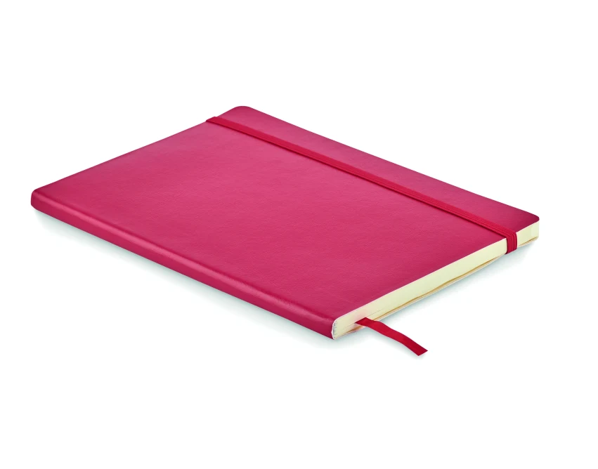 Różowy notes A5 z recyklingu PU z logo – miękka okładka