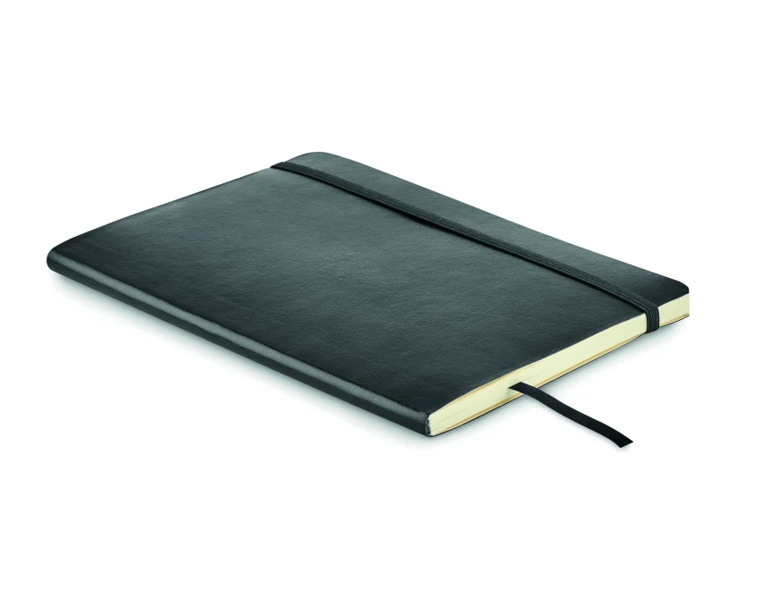 Notes A5 czarny z logo, miękka okładka PU z recyklingu