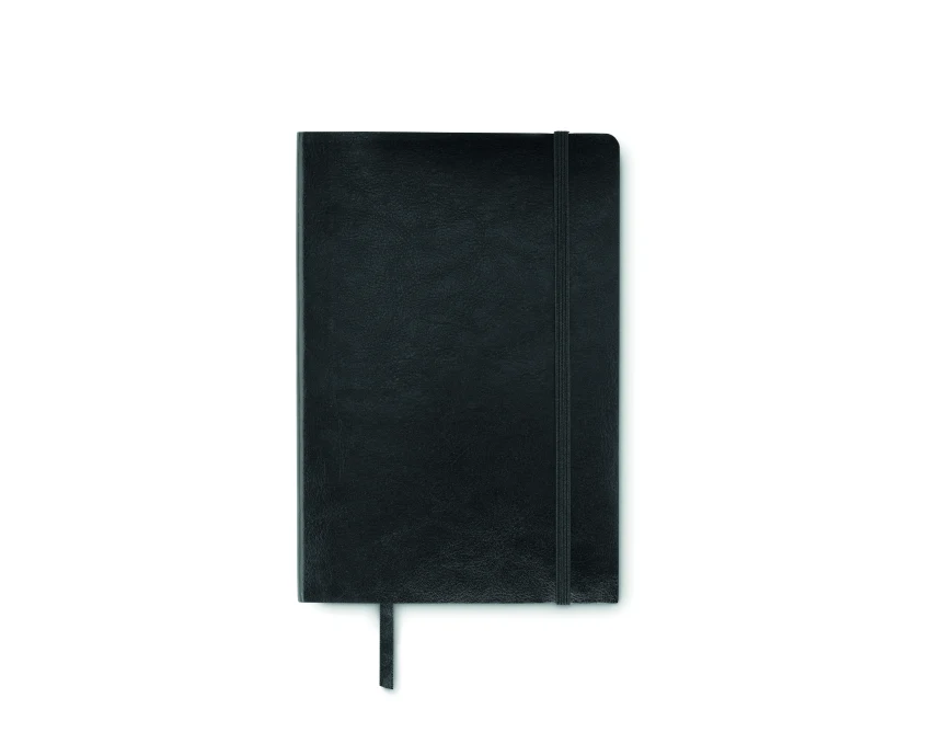 Notes A5 czarny z logo, miękka okładka PU z recyklingu