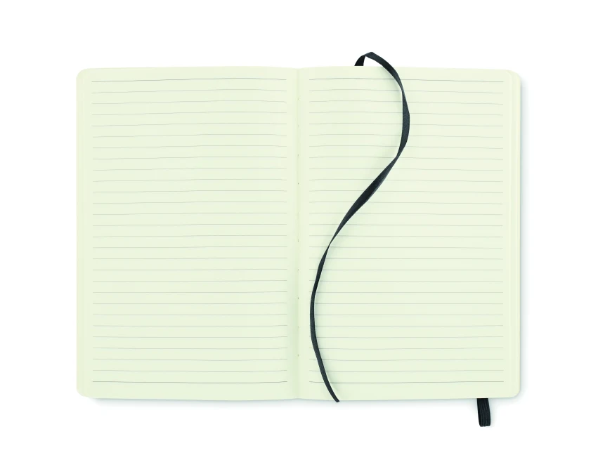 Notes A5 czarny z logo, miękka okładka PU z recyklingu