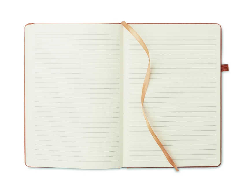 Brązowy notes A5 z recyklingu ze skóry z grawerem logo