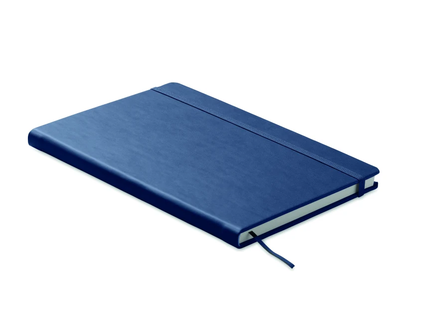 Granatowy notes firmowy A5 z nadrukiem i gumką