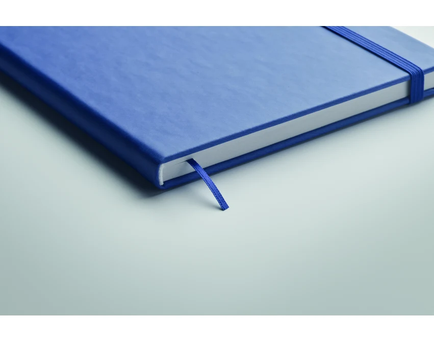 Granatowy notes firmowy A5 z nadrukiem i gumką