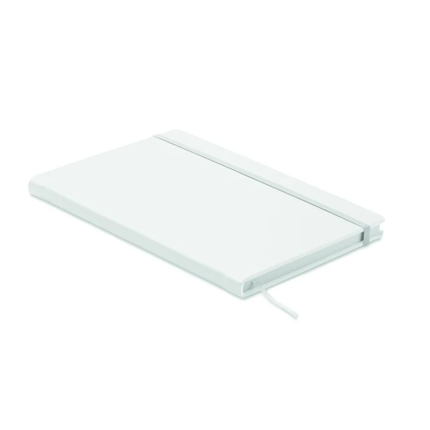 Biały notatnik A5 z logo, twarda okładka PU, 200 stron eco