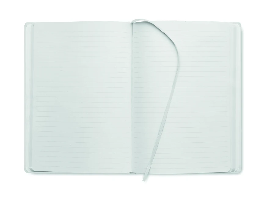 Biały notatnik A5 z logo, twarda okładka PU, 200 stron eco