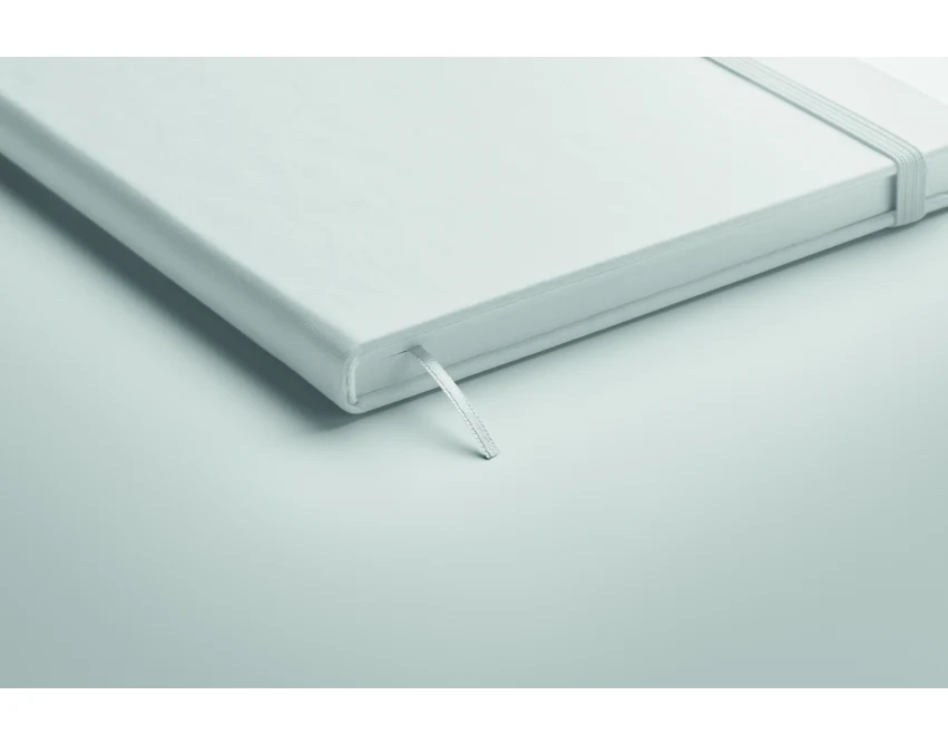 Biały notatnik A5 z logo, twarda okładka PU, 200 stron eco