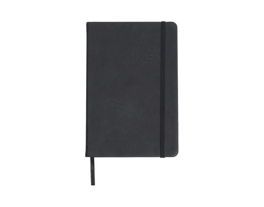 Planner Allright czarny A5 z ekoskóry PU z logo firmy