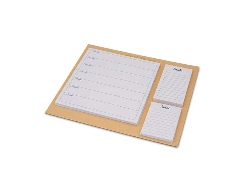 Beżowy planner Shu A4 z logo – organizer biurkowy, 80 stron