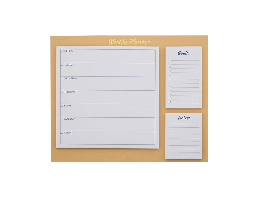 Beżowy planner Shu A4 z logo – organizer biurkowy, 80 stron