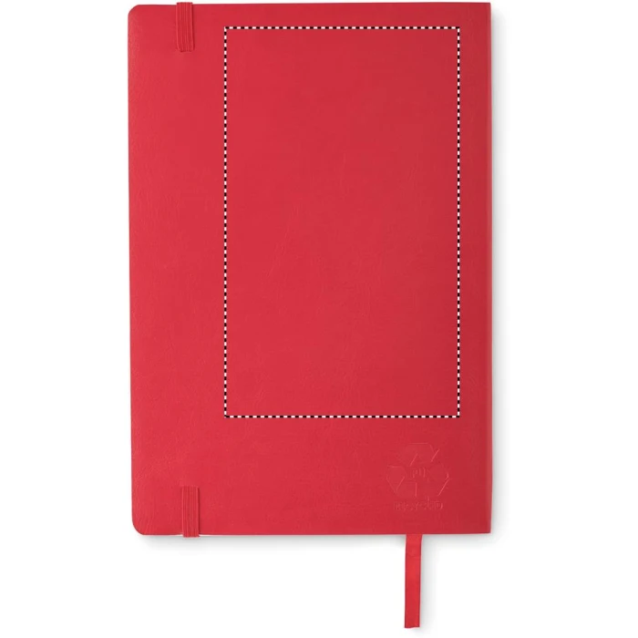 Schemat znakowania dla Transfer sitodruk - T1 na gadżecie: Różowy notes A5 z recyklingu PU z logo – miękka okładka