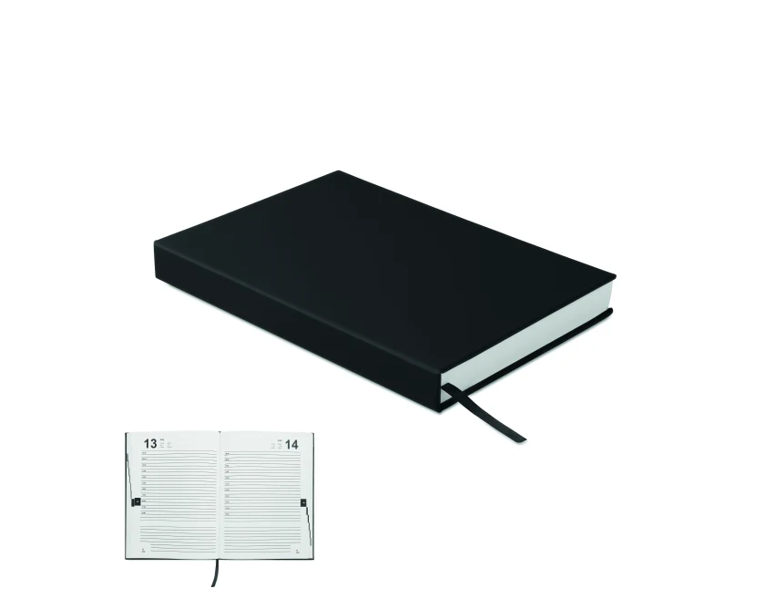 Czarny notatnik firmowy A5 Routine z logo, 416 stron