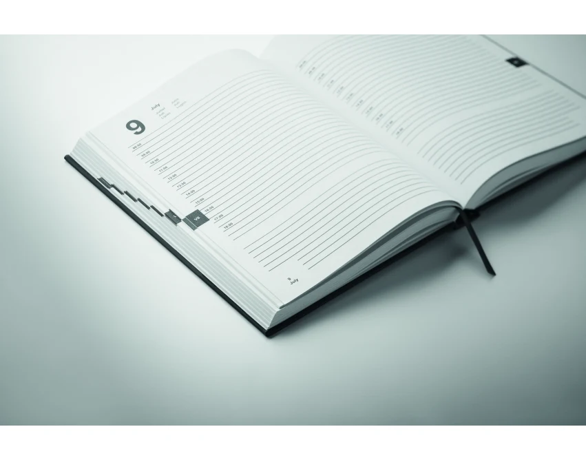 Czarny notatnik firmowy A5 Routine z logo, 416 stron