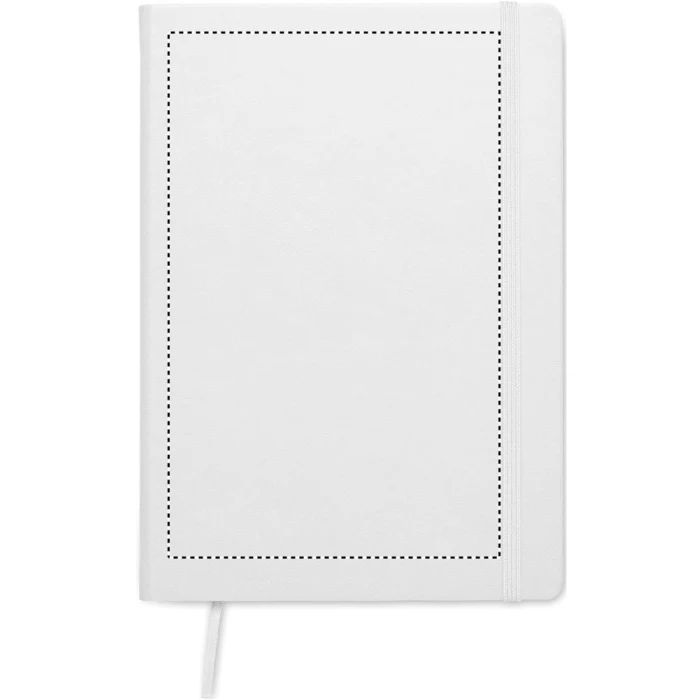 Schemat znakowania dla Termotransfer odblaskowy - TR na gadżecie: Biały notatnik A5 z logo, twarda okładka PU, 200 stron eco