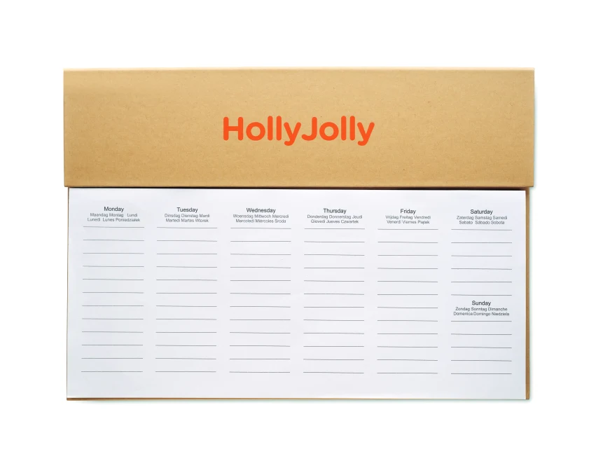 Planer biurkowy Memweek kraft A4 z logo i długopisem