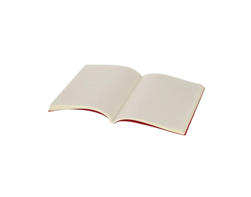 Czerwony notatnik A5 z recyklingu z logo, miękka okładka