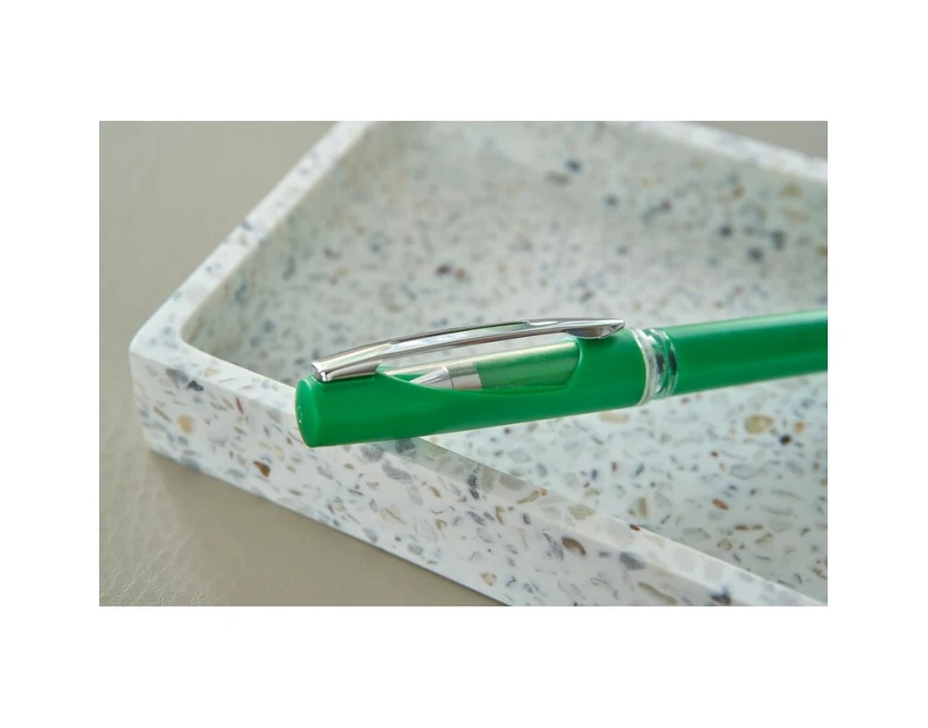 Zielony długopis żelowy ABS z logo – czarny wkład, metal