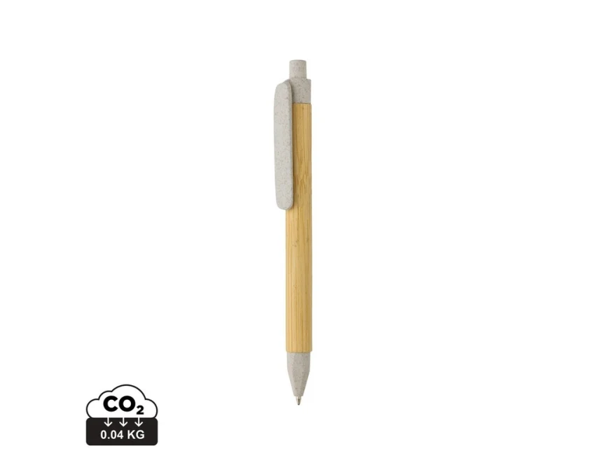 Biały długopis eko z papieru i słomy pszenicznej z logo