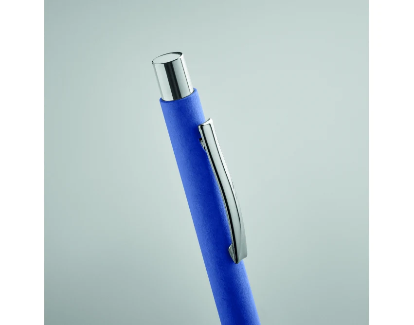 Niebieski długopis papierowy Olympia z metalowym klipem
