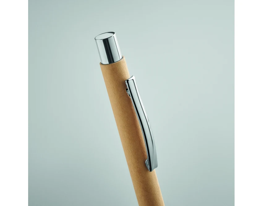 Beżowy długopis papierowy Olympia z recyklingu z logo