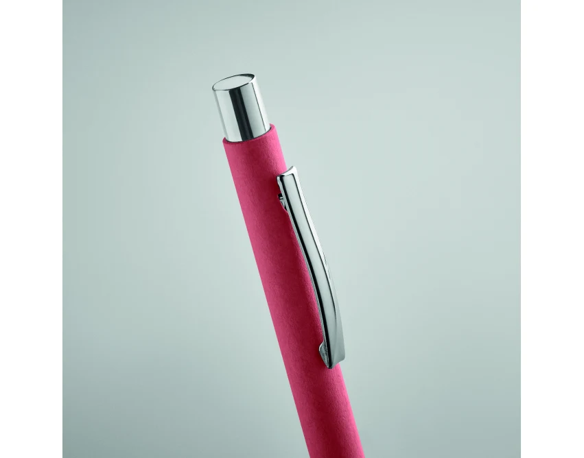 Czerwony długopis papierowy Olympia FSC z nadrukiem logo