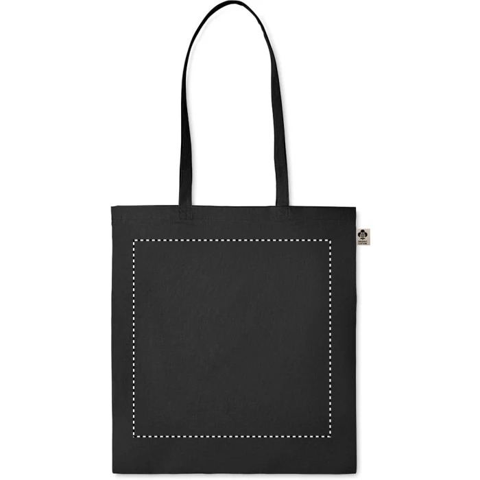 Schemat znakowania dla Transfer sitodruk - T1 na gadżecie: Czarna torba bawełniana 140g z nadrukiem logo dla firm