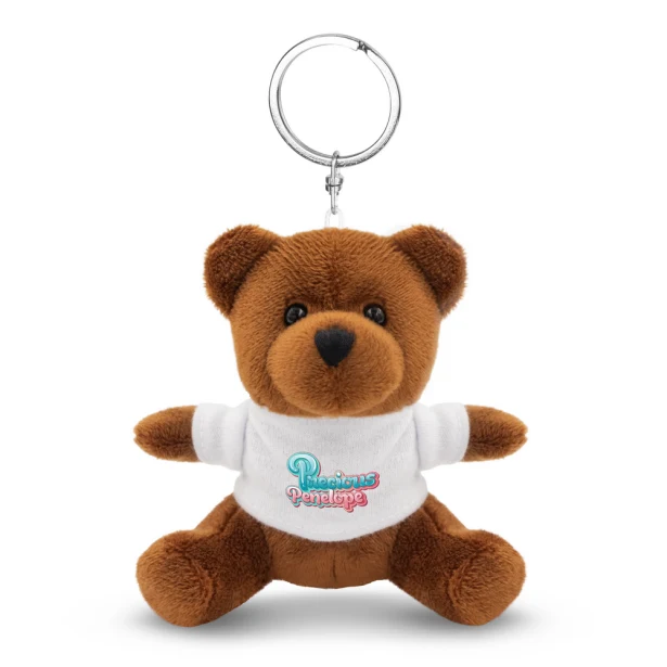 Brązowy pluszowy miś Telmo brelok z białą koszulką