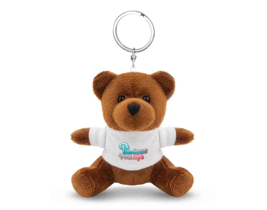 Brązowy pluszowy miś Telmo brelok z białą koszulką