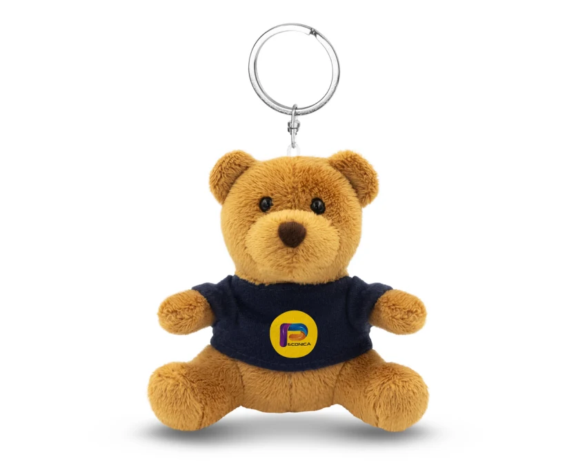 Pluszowy brelok miś jasnobrązowy z granatową koszulką