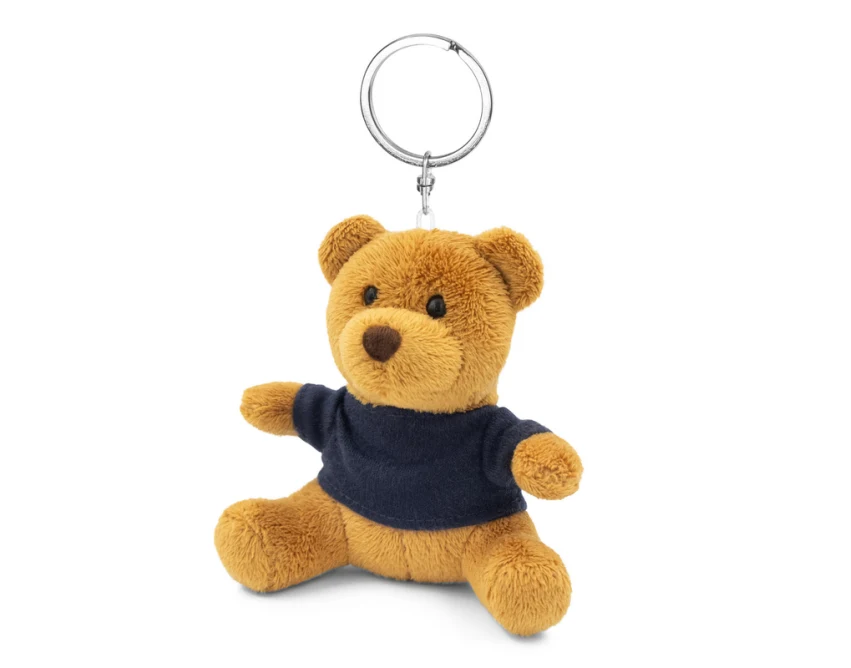 Pluszowy brelok miś jasnobrązowy z granatową koszulką